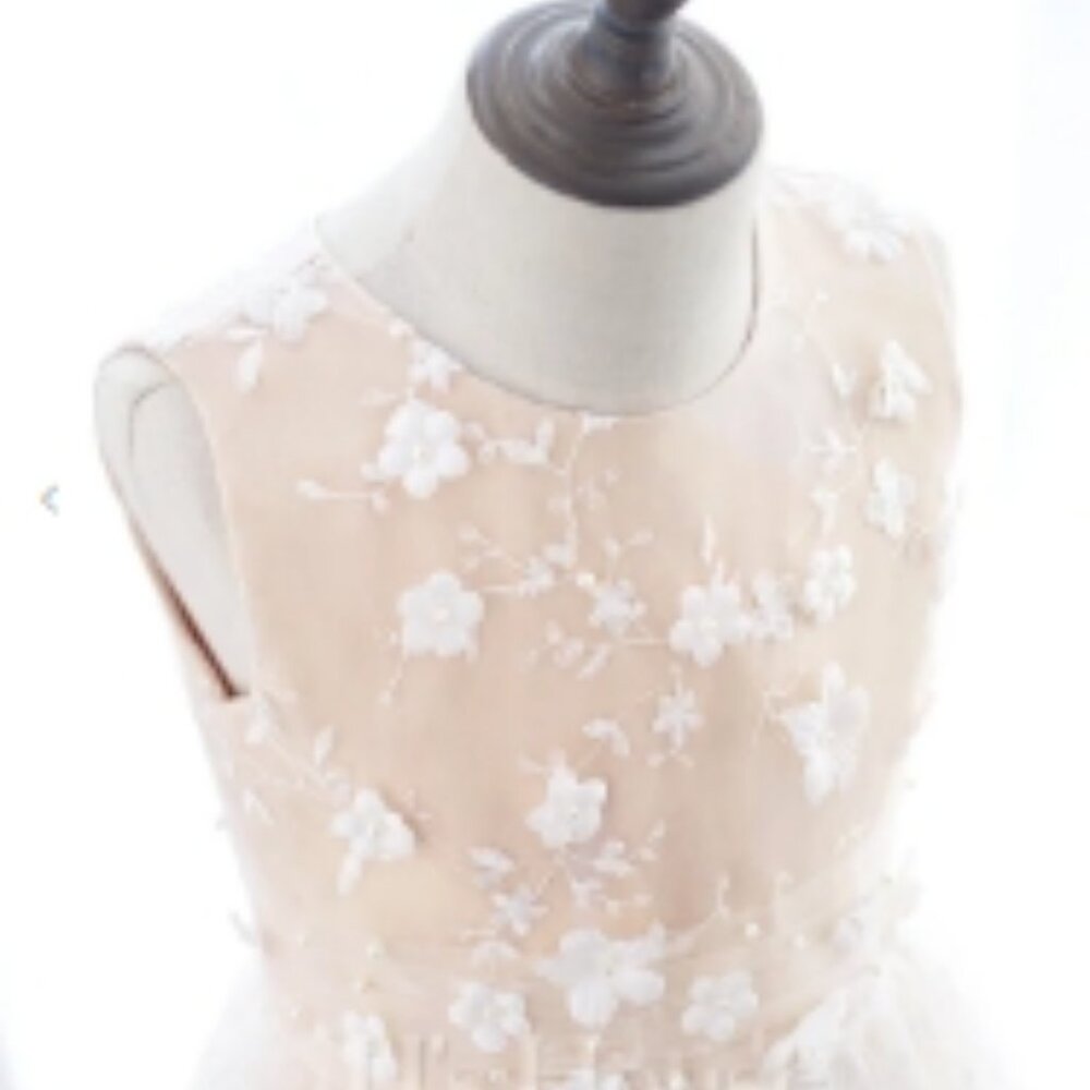 NWT A-line Scoop Tea-Length Lace/Tulle Flower Girl Dress from JJsHouse size 9